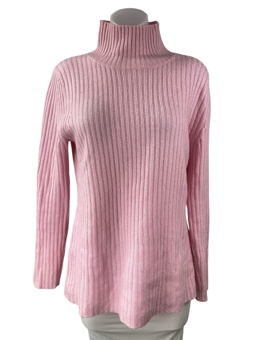 Something Navy Women's Pink Rib Knit Turtleneck Long Sleeve Sweater Top Size M